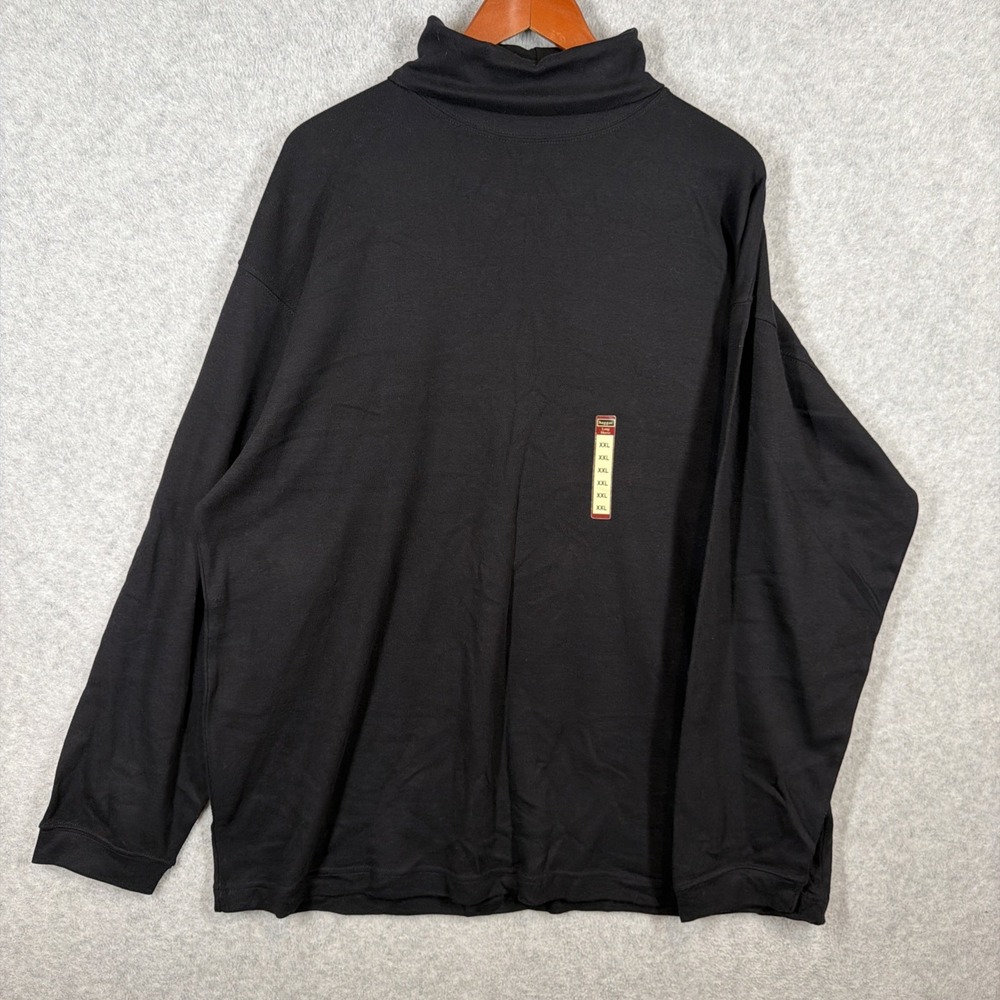 Haggar EZ's Turtleneck Mens XXL Black 100% Combed Cotton Long Sleeve